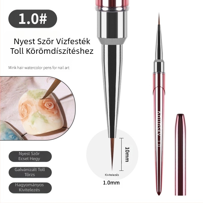 Új színátmenetes nercszőr körömtoll horogvonallal, elkenődés festett fém akvarell toll körömbolt akvarell speciális eszköz