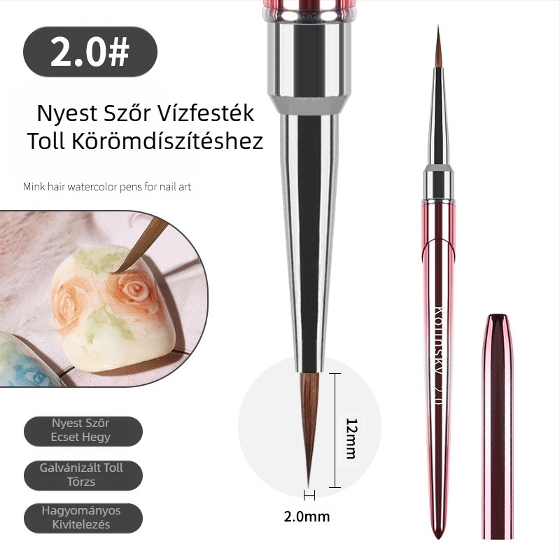 Új színátmenetes nercszőr körömtoll horogvonallal, elkenődés festett fém akvarell toll körömbolt akvarell speciális eszköz
