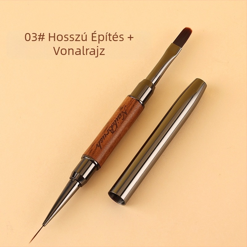 Szantálfa készlet fedéllel, kétvégű, húzózsinóros fototerápiás kerek fejű festett színátmenetes négyzet és kerek manikűr ecset körömszalonokhoz