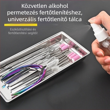 Speciális fertőtlenítő lemez körömeszközökhöz Vastagított 304 rozsdamentes acélból készült, magas hőmérsékletnek ellenálló, korrózióálló körömeszközök tárolására, hordozható