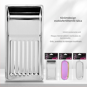 Speciális fertőtlenítő lemez körömeszközökhöz Vastagított 304 rozsdamentes acélból készült, magas hőmérsékletnek ellenálló, korrózióálló körömeszközök tárolására, hordozható
