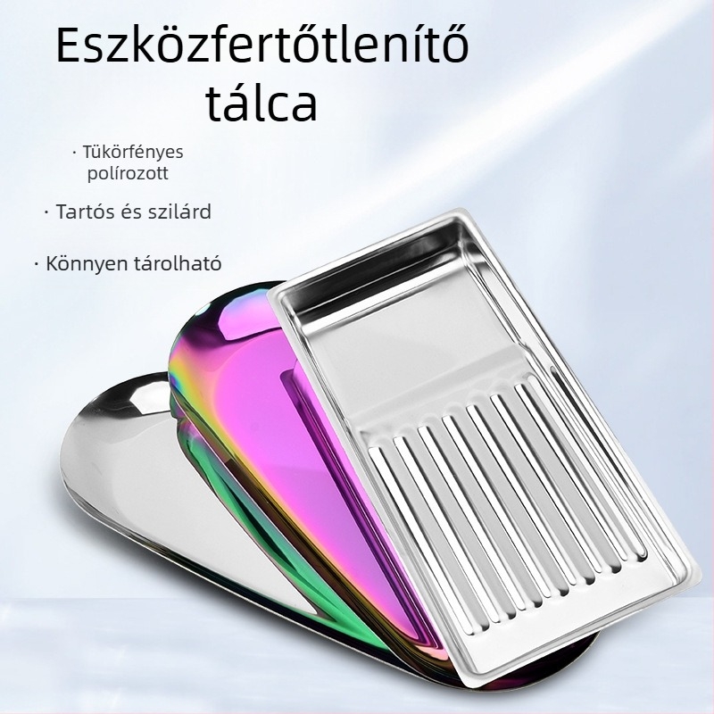 Speciális fertőtlenítő lemez körömeszközökhöz Vastagított 304 rozsdamentes acélból készült, magas hőmérsékletnek ellenálló, korrózióálló körömeszközök tárolására, hordozható