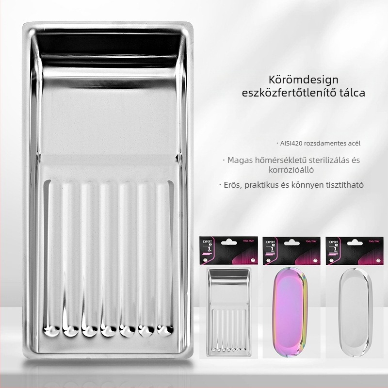 Speciális fertőtlenítő lemez körömeszközökhöz Vastagított 304 rozsdamentes acélból készült, magas hőmérsékletnek ellenálló, korrózióálló körömeszközök tárolására, hordozható