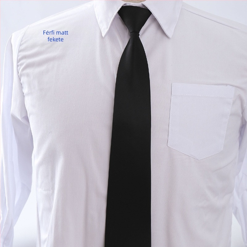 Férfi ruha nyakkendő, üzleti, 8 cm-es matt szövet, cipzár, csomómentes, laza nyakkendő, fekete, sötétkék, piros