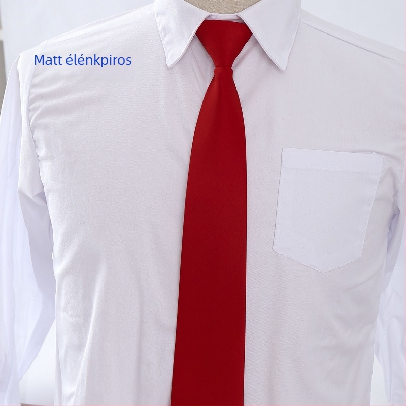 Férfi ruha nyakkendő, üzleti, 8 cm-es matt szövet, cipzár, csomómentes, laza nyakkendő, fekete, sötétkék, piros