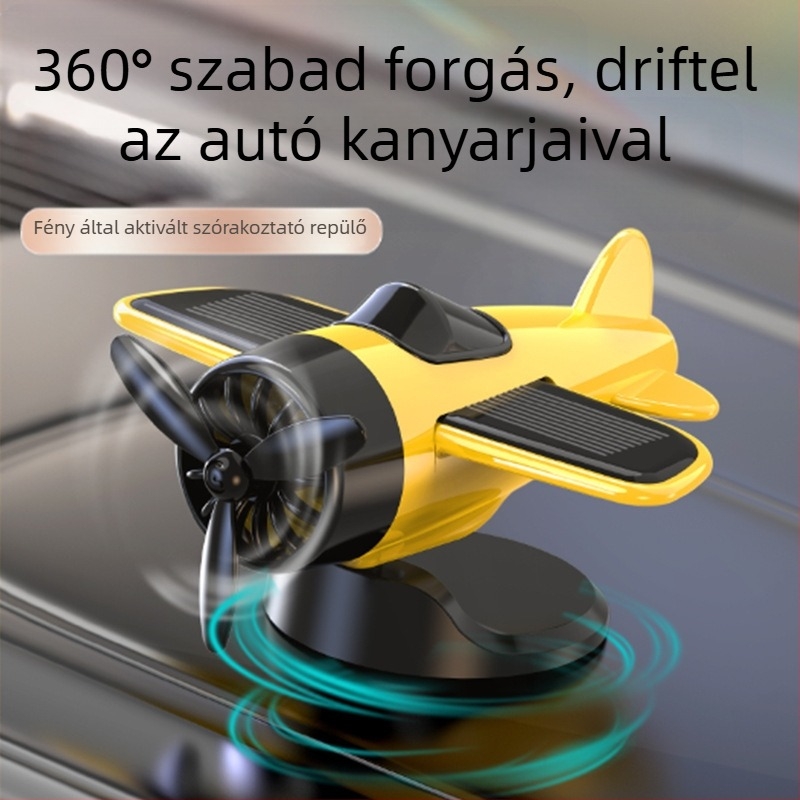 Kreatív ékszerdíszek, napelemes forgó repülőgépek, új, divatos, dinamikus dekorációs kellékek az autóban, terpeszülés