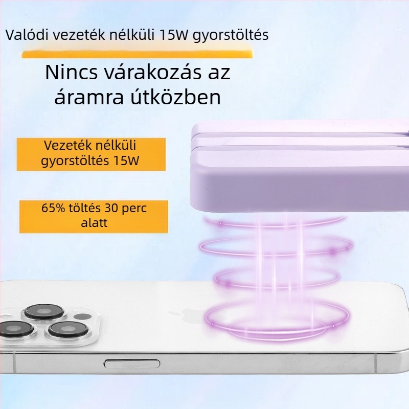 Határokon átnyúló nagykereskedelmi mágneses vezeték nélküli Magsafe külső akkumulátor beépített kábellel, ultravékony, gyorsan töltő, hordozható külső akkumulátor testreszabása