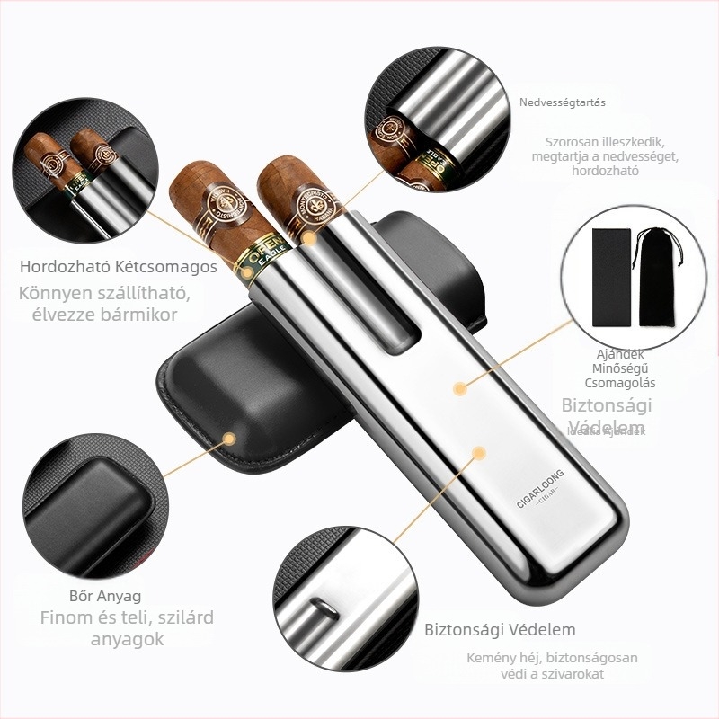 CIGARLOONG/Solanum Szivarkészlet Kubai Szivarkészlet Hordozható Hidratáló 2 db-os Csomag CLH-21CAE1