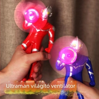 Mini Ultraman világító ventilátor, kézzel tekerhető elektromos ventilátor, kis kézi, kézzel préselt Superman kényelmes kézi ventilátor