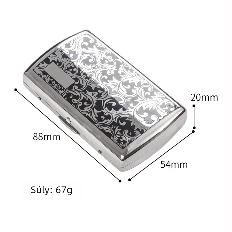 Luxus réz cigarettatartó 12 cigarettához, vastag, hordozható, személyre szabott cigarettatartó dombornyomott fekete, fűszálas mintázatú fém cigarettatartóval, Kínából