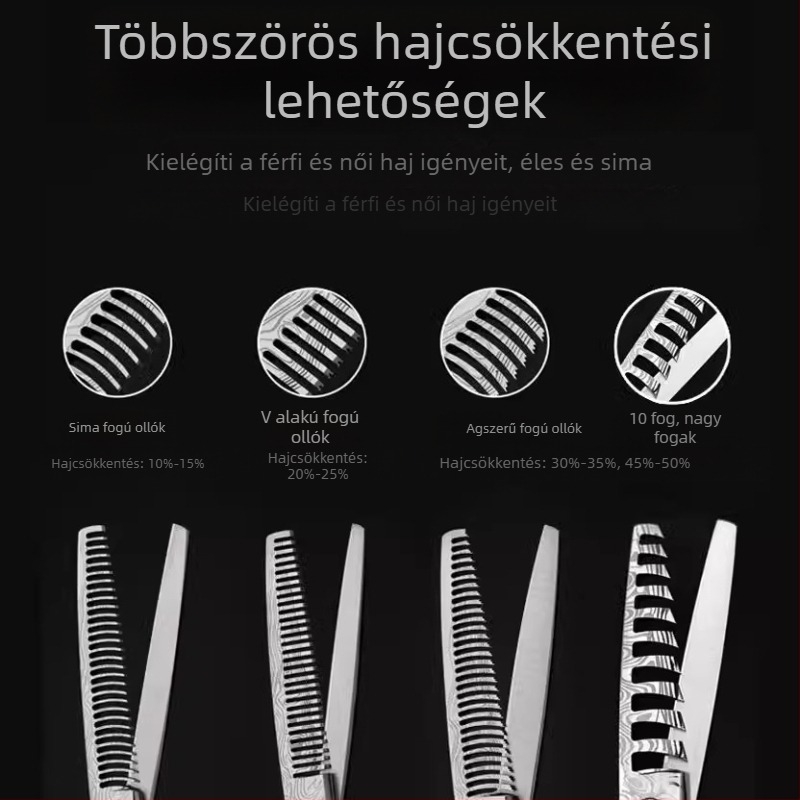 Damaszkuszi mintás professzionális borbély olló fodrász fodrász olló lapos vágású ritkító finom fogú vágó olló halszálka olló