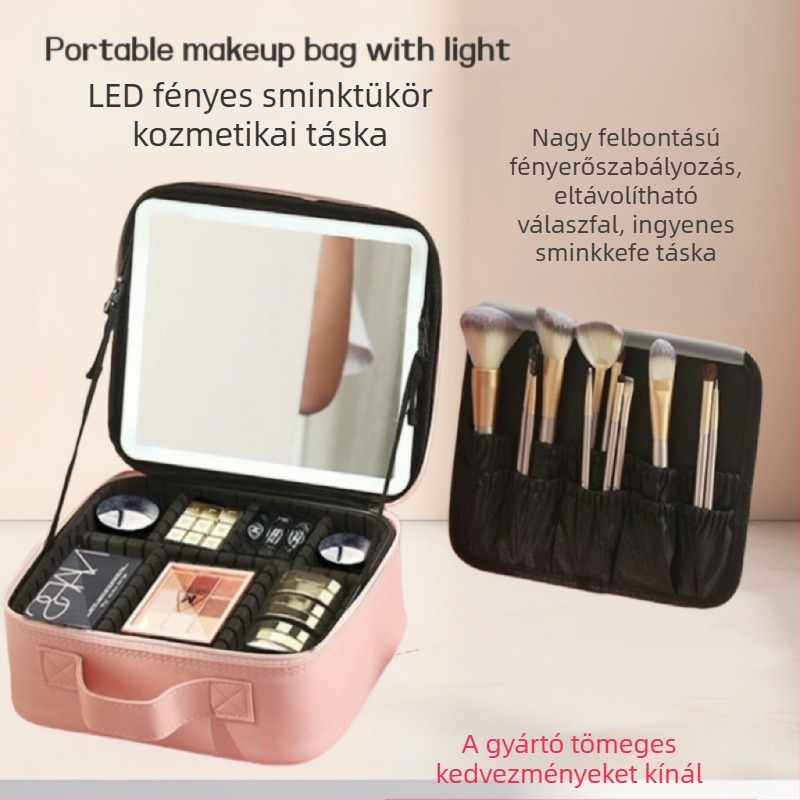 Határokon átnyúló kozmetikai tükör tároló kozmetikai táska Advanced Sense LED kozmetikai tok hordozható válaszfal réteges háromdimenziós fénnyel