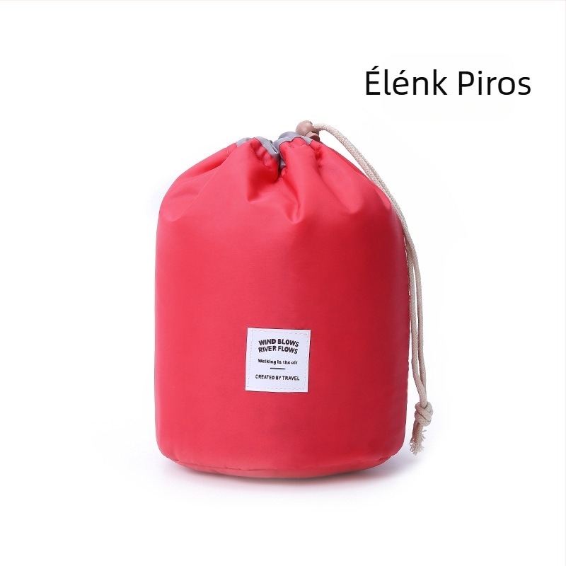 Koreai stílusú hengeres kozmetikai táska, nagy kapacitású, kültéri, vízálló mosdótároló táska, közvetlen gyári értékesítési logóval