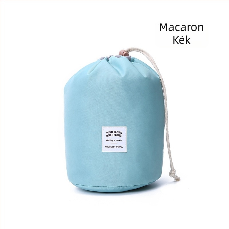 Koreai stílusú hengeres kozmetikai táska, nagy kapacitású, kültéri, vízálló mosdótároló táska, közvetlen gyári értékesítési logóval