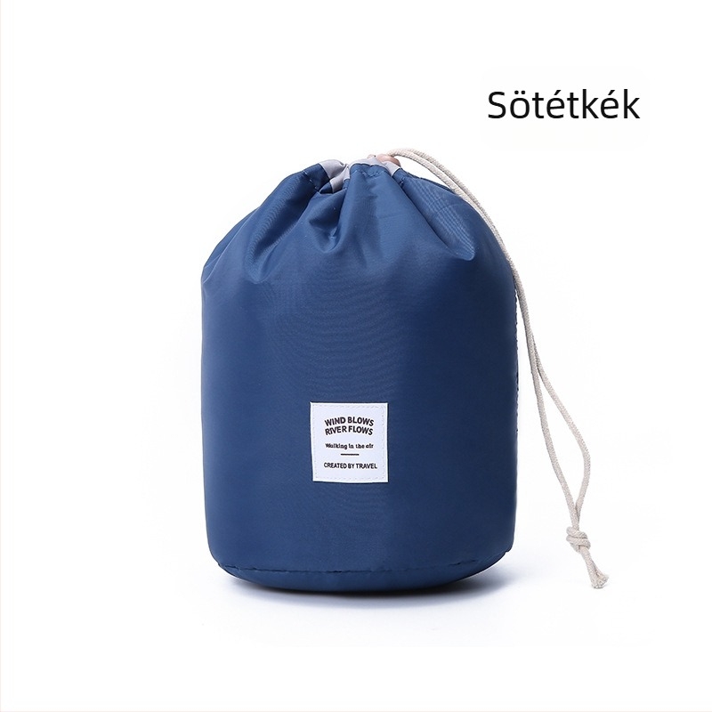 Koreai stílusú hengeres kozmetikai táska, nagy kapacitású, kültéri, vízálló mosdótároló táska, közvetlen gyári értékesítési logóval