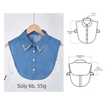 Koreai stílusú klasszikus tiszta pamut farmer hamis nyakörv unisex nyakörv férfiaknak és nőknek, egyszerű mosott körömgyöngyös hamis nyakörv raktáron