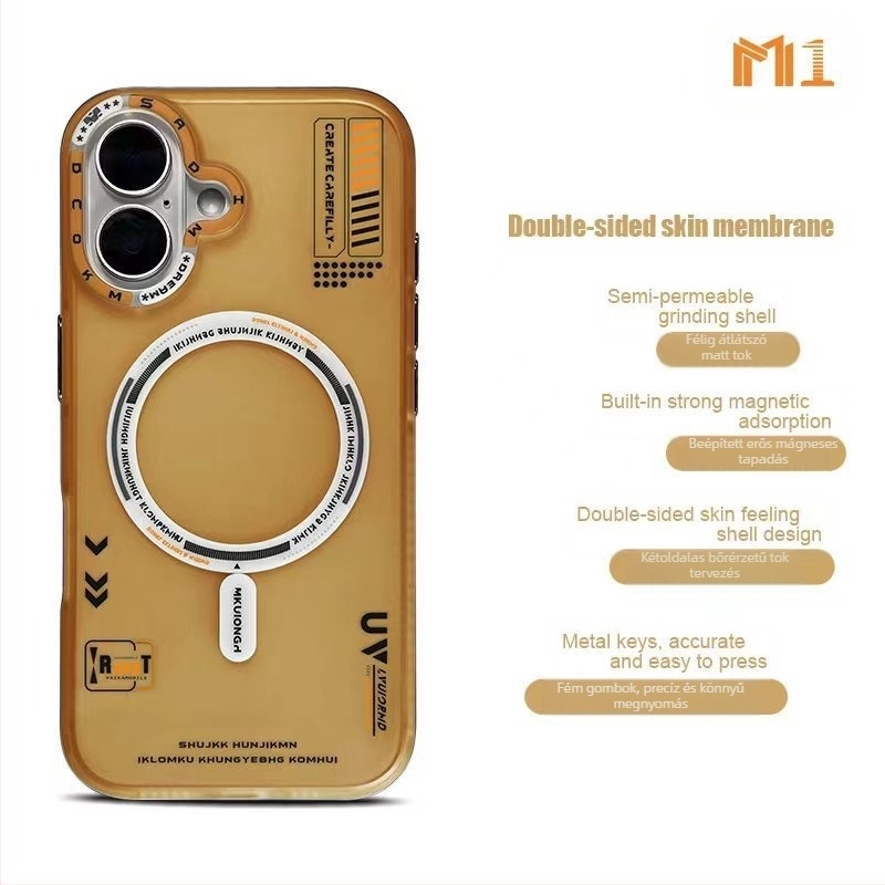 Bőrhöz illő, matt mágneses telefontok, iPhone 16 Promax készülékhez, elegáns Apple 15 egyszerű esésgátló védőtok