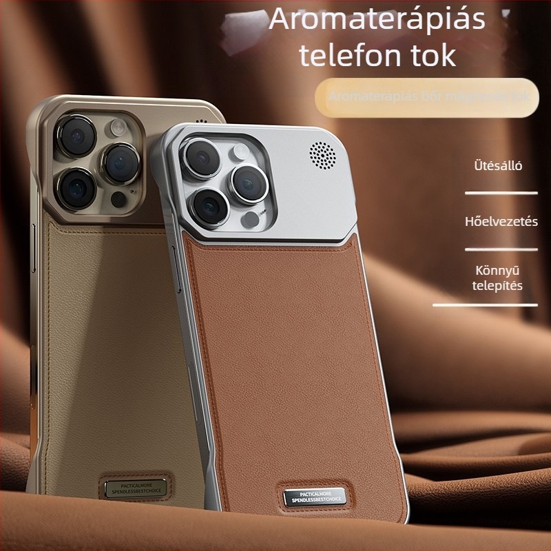 Alkalmas Iphone16Promax mobiltelefon tok aromaterápiás bőr láthatatlan mágneses tapadókorong Apple 17/15 szegély nélküli esésgátló