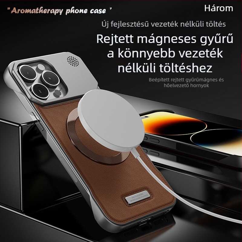 Alkalmas Iphone16Promax mobiltelefon tok aromaterápiás bőr láthatatlan mágneses tapadókorong Apple 17/15 szegély nélküli esésgátló
