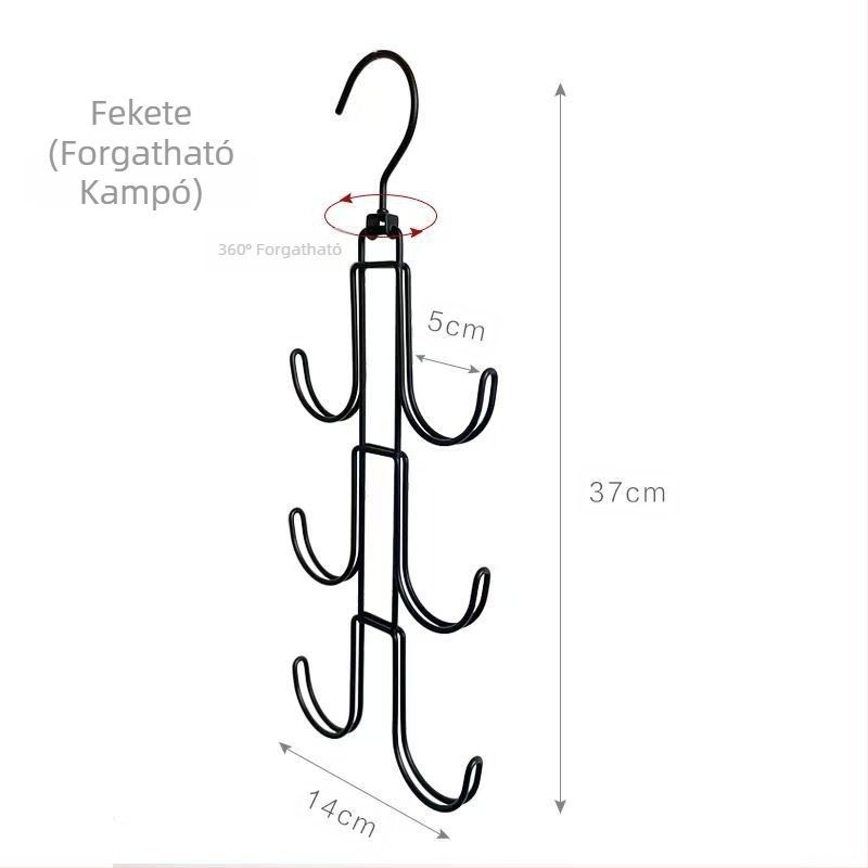 Az Amazon új terméke, forgatható táskatartó, táskatároló akasztó, ruhaakasztó, többfunkciós, többrétegű ruhásszekrénytáska-akasztó tárgy