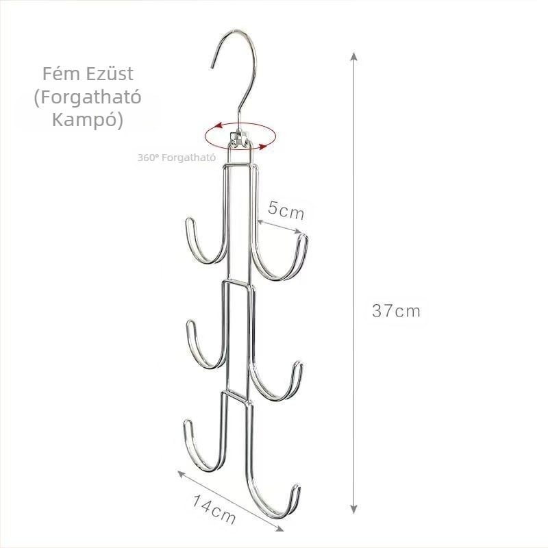 Az Amazon új terméke, forgatható táskatartó, táskatároló akasztó, ruhaakasztó, többfunkciós, többrétegű ruhásszekrénytáska-akasztó tárgy