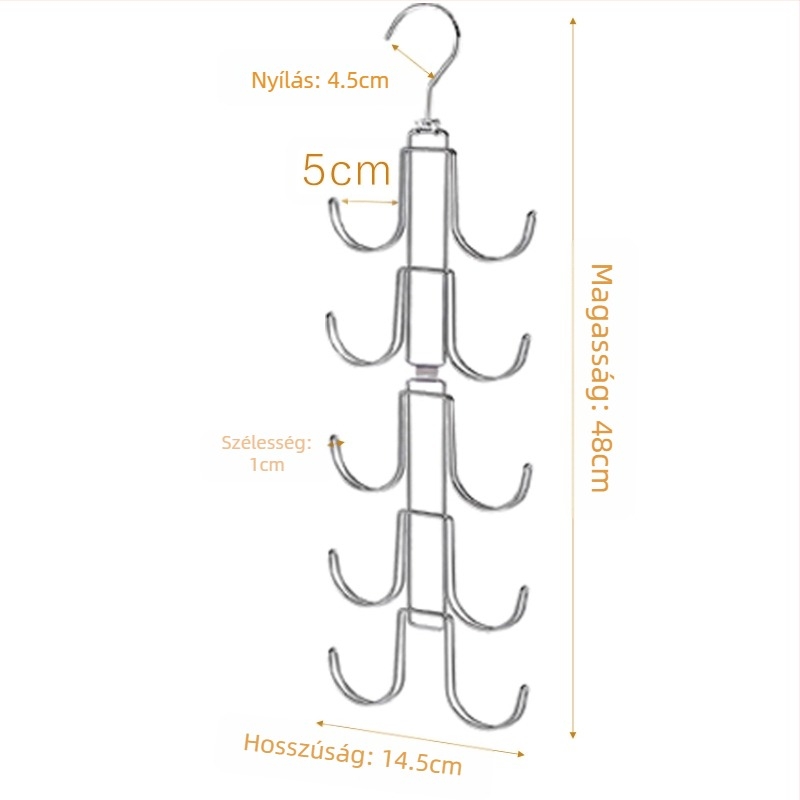 Az Amazon új terméke, forgatható táskatartó, táskatároló akasztó, ruhaakasztó, többfunkciós, többrétegű ruhásszekrénytáska-akasztó tárgy