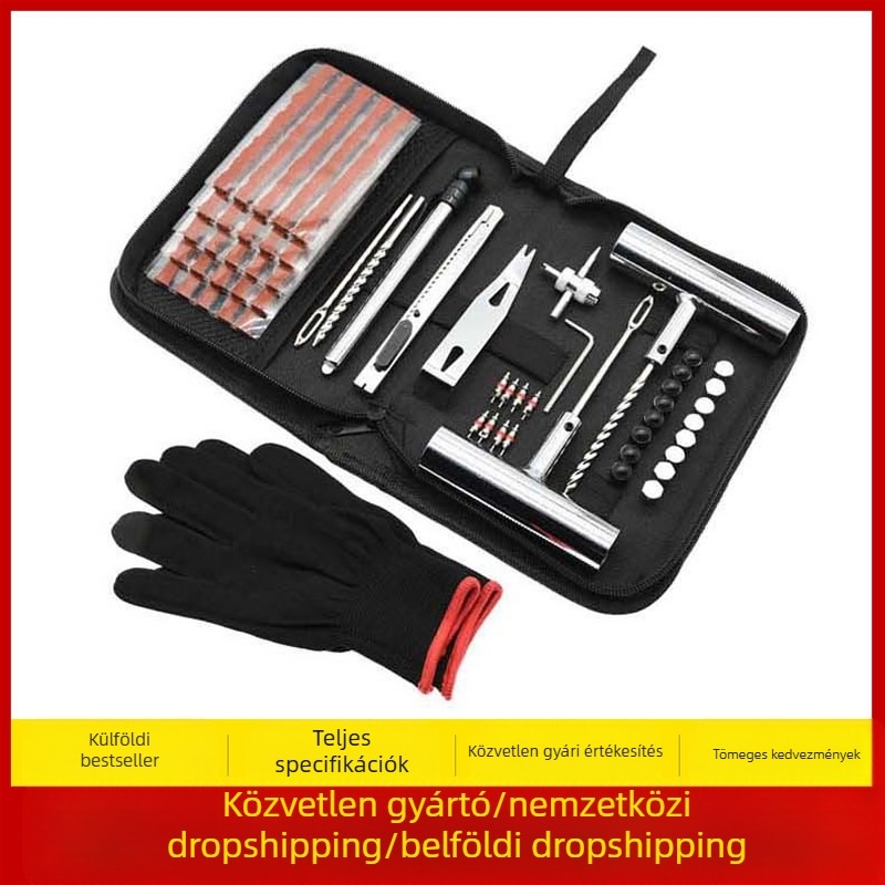 Autó vákuum gumiabroncs javító szerszám öltöny tű hidegjavító gumiszalag szerszám hegyes orrú fogó szelepmag vészhelyzeti tartozékok