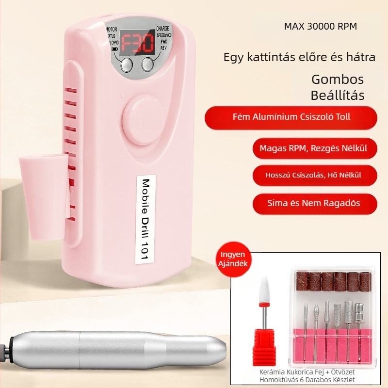 Körömcsiszoló nem égeti el a töltő köröm eltávolító professzionális köröm eltávolító csiszolófej kézi hordozható elektromos körömcsiszoló