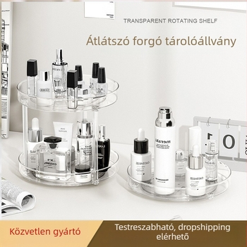 Delun tárolóállvány átlátszó kozmetikumok forgó tárolóállvány doboz fürdőszoba fésülködőasztal asztali parfüm bőrápolási termékek