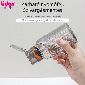 Japán nagy áteresztőképességű körömprés palack folyékony alkoholos palack 200ML-es átlátszó körömprés palack zárral üres palackkal