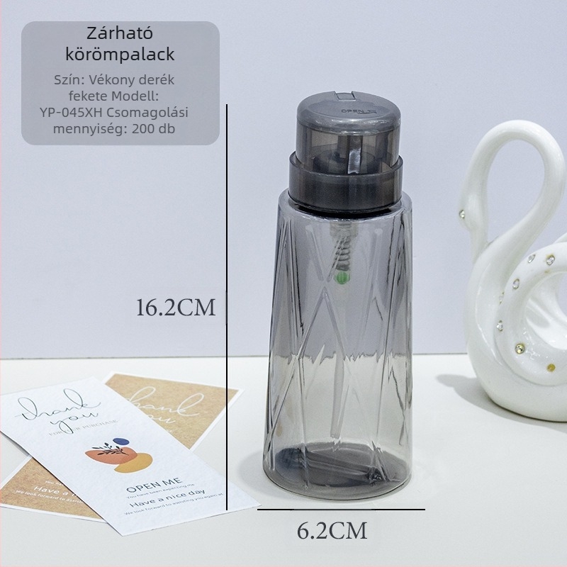 Japán nagy áteresztőképességű körömprés palack folyékony alkoholos palack 200ML-es átlátszó körömprés palack zárral üres palackkal