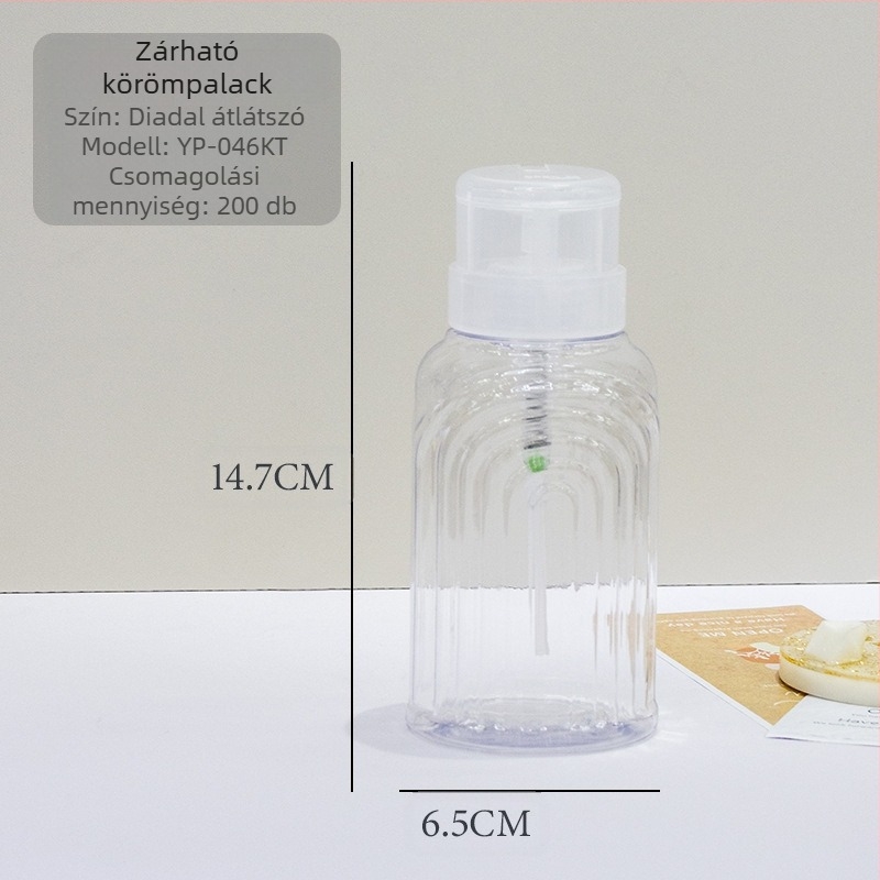 Japán nagy áteresztőképességű körömprés palack folyékony alkoholos palack 200ML-es átlátszó körömprés palack zárral üres palackkal