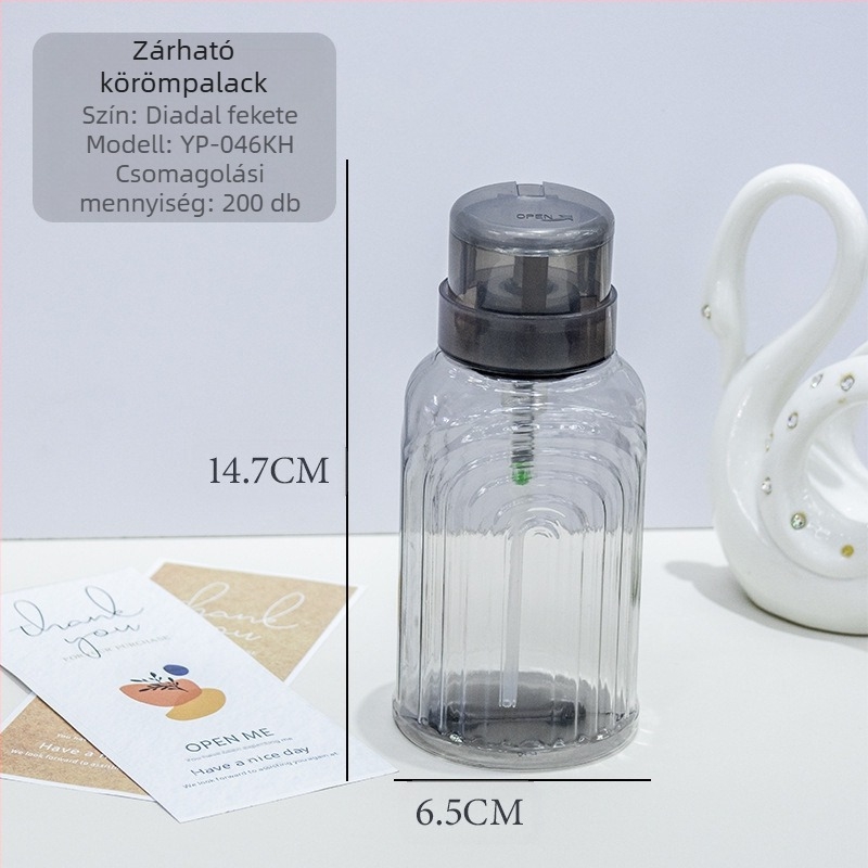 Japán nagy áteresztőképességű körömprés palack folyékony alkoholos palack 200ML-es átlátszó körömprés palack zárral üres palackkal