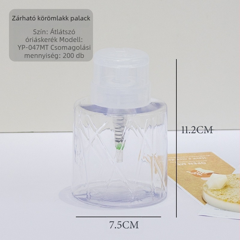 Japán nagy áteresztőképességű körömprés palack folyékony alkoholos palack 200ML-es átlátszó körömprés palack zárral üres palackkal