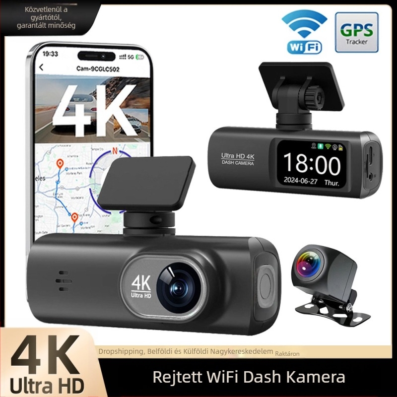 V22 határokon átnyúló 4K nagyfelbontású, duplalencsés vezetésrögzítő GPS mobilalkalmazással, tolatókép-készítéssel, elölről és hátulról történő kettős felvételkészítéssel