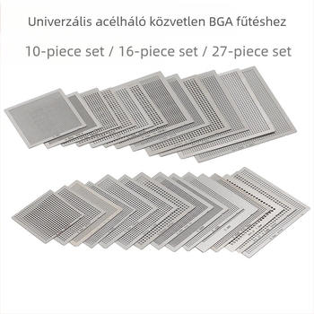 BGA ültetőónháló, ültetőgömb, acélháló, 10/27 darab, közvetlen fűtésű univerzális acélháló, számítógépes chip karbantartási univerzális háló