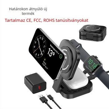 Új F5 összecsukható, három az egyben vezeték nélküli töltő, mobiltelefon, vezeték nélküli gyorstöltő állvány, óra, fejhallgató töltő