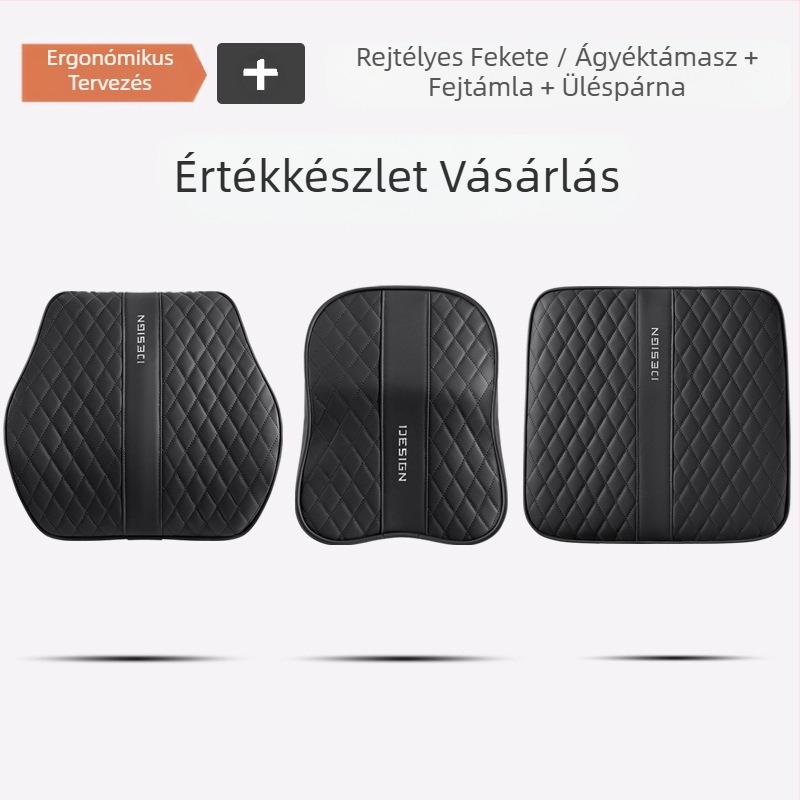 Advanced Sense Pana bőr autós derék-nyakpárna, autós belső ülés derékpárna, fejtámlapárna, üléspárna