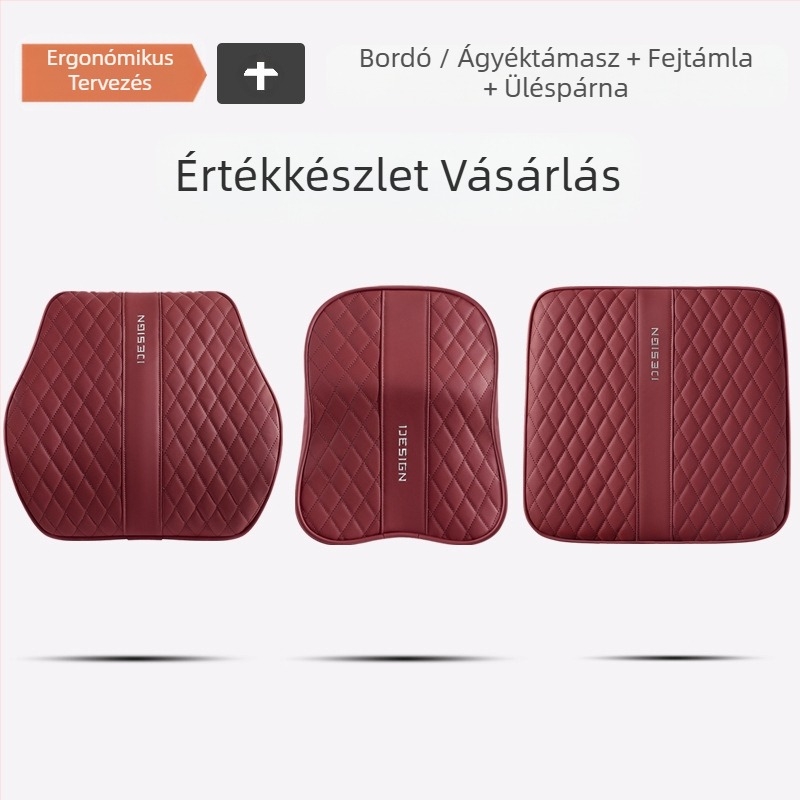 Advanced Sense Pana bőr autós derék-nyakpárna, autós belső ülés derékpárna, fejtámlapárna, üléspárna