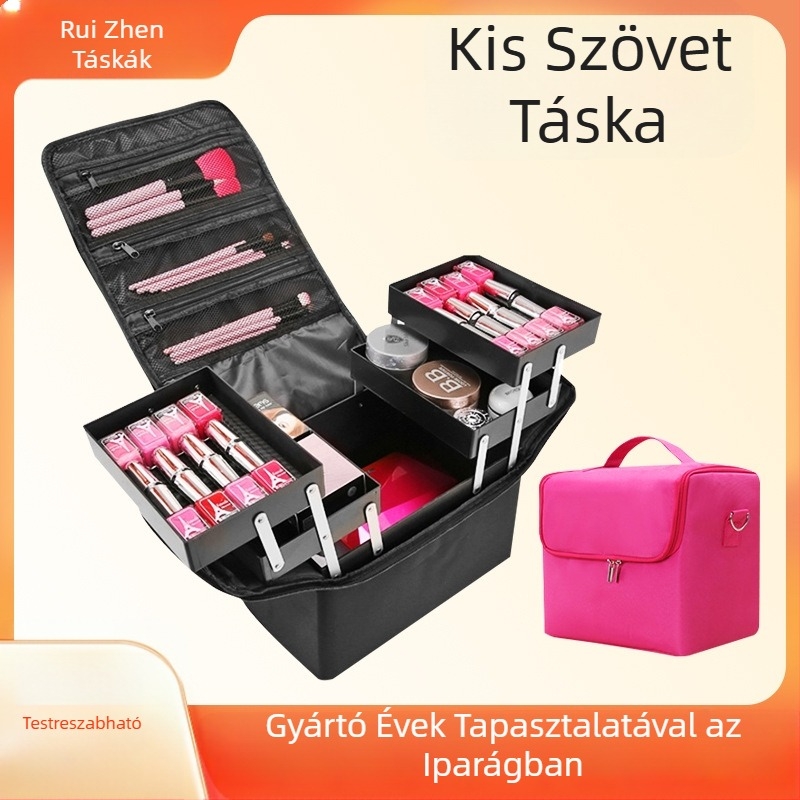 Hordozható, nagy kapacitású, kis szövettáska, hímzőeszköz-láda, körömdíszítéshez, szépségszalon sminkhez, félig állandó tároló kozmetikai táska