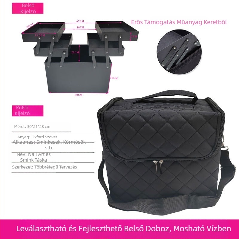 Hordozható, nagy kapacitású, kis szövettáska, hímzőeszköz-láda, körömdíszítéshez, szépségszalon sminkhez, félig állandó tároló kozmetikai táska