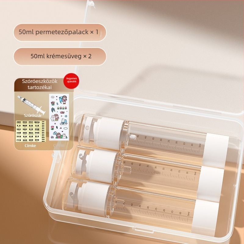 Vákuumpalackozó hordozható spray-palack emulziós prés utazási átlátszó méretarányos kozmetikai palackozóruhával