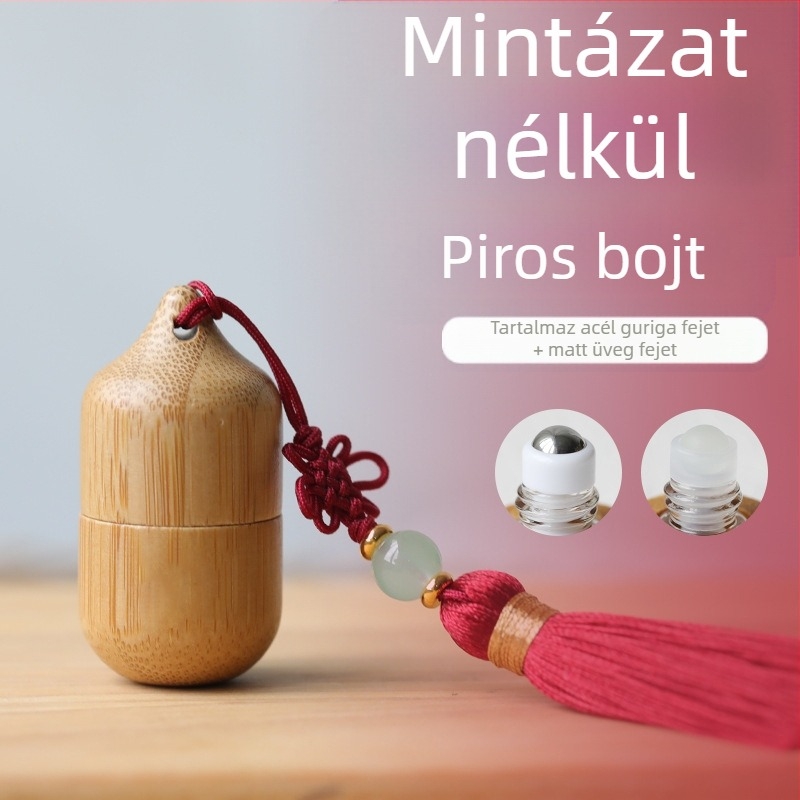 Bambusz illóolaj gyöngy üveg 1ml kreatív kis kapacitású osztott parfüm esszencia hordozható antik bojtos fa gyöngy üveg