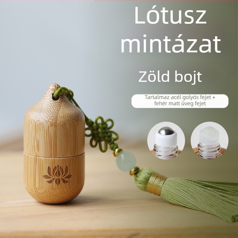 Bambusz illóolaj gyöngy üveg 1ml kreatív kis kapacitású osztott parfüm esszencia hordozható antik bojtos fa gyöngy üveg