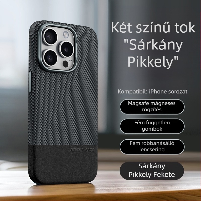Alkalmas iPhone 16 mágneses telefontokhoz, sárkányméretű mintás, patchwork bőr Apple 15ProMax cseppálló védőtok 13"-hoz