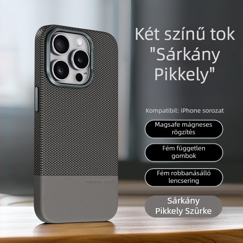 Alkalmas iPhone 16 mágneses telefontokhoz, sárkányméretű mintás, patchwork bőr Apple 15ProMax cseppálló védőtok 13"-hoz