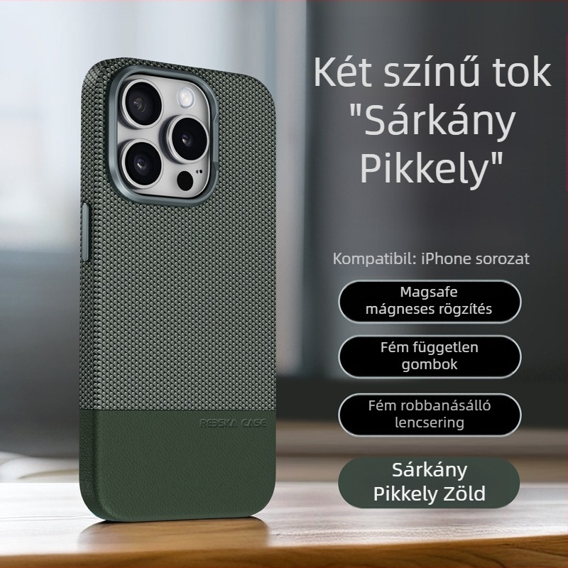 Alkalmas iPhone 16 mágneses telefontokhoz, sárkányméretű mintás, patchwork bőr Apple 15ProMax cseppálló védőtok 13"-hoz