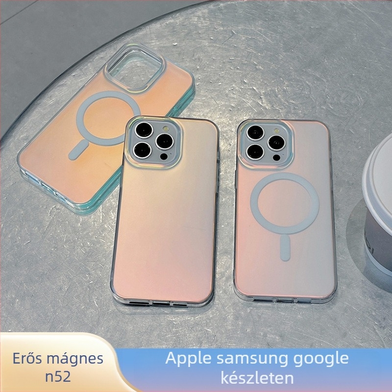 Alkalmas Apple 15Pro színes mobiltelefon tok iPhone 16 matt kaméleon 17 új Magsafe mágneses tapadókorongos tok