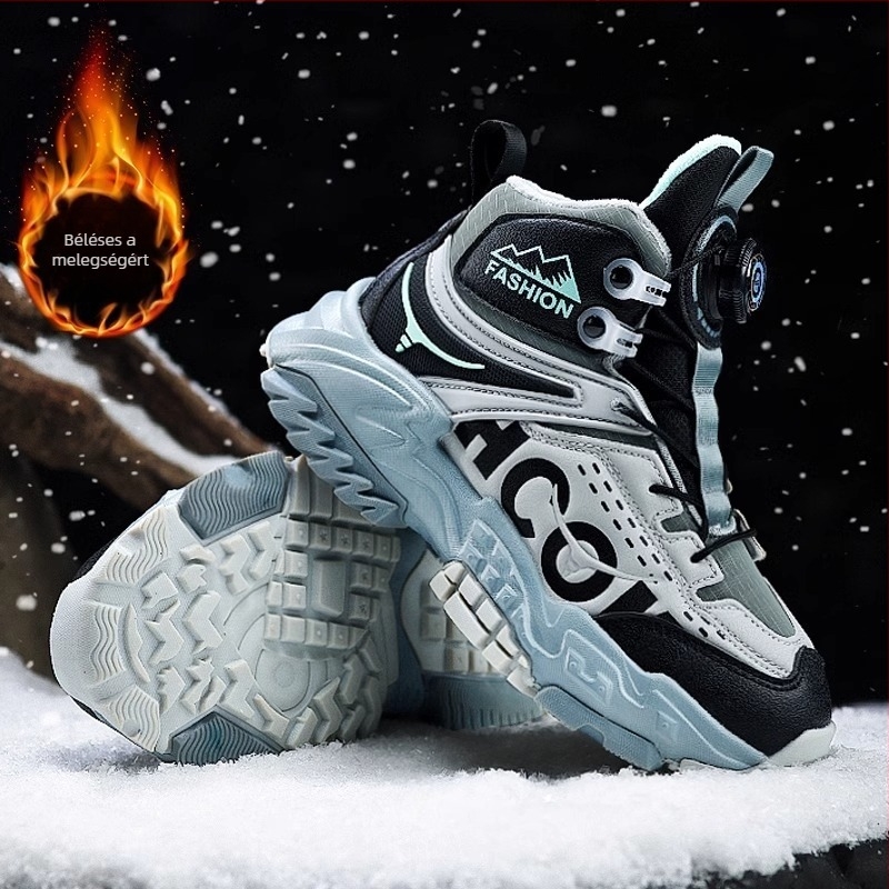 Lányka nagy pamutcipő 2024 új téli polár bélésű tornacipő gyerek vastag meleg csúszásmentes túracipő