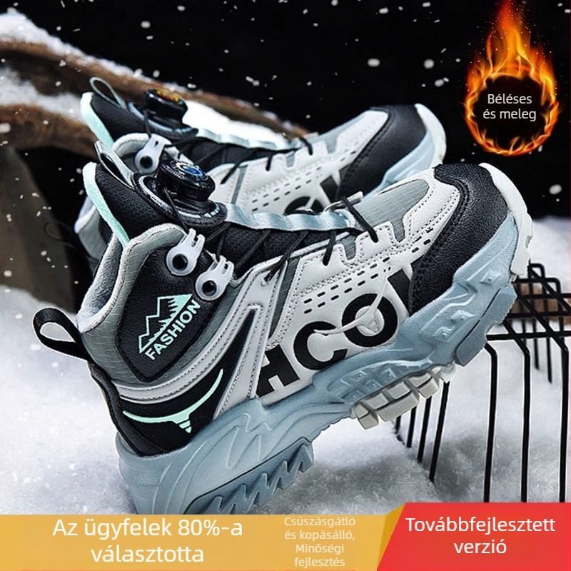 Lányka nagy pamutcipő 2024 új téli polár bélésű tornacipő gyerek vastag meleg csúszásmentes túracipő